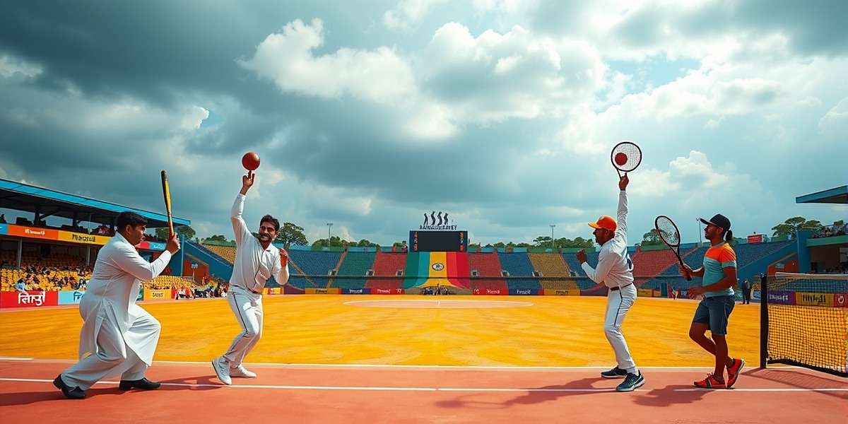 Mapusa Maestros multiplayer match with teams from different Indian states playing in colorful stadium